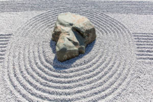 Raked lines in the Zen-Style Garden.